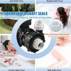 Outlet SPA-pump, 2-hastigheter 56-ram dubbelhastighets bubbelbadpump, 2x5,6 cm port Spa & Utomhusbad