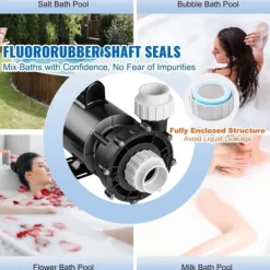Hot Spa-pump 1600W, dubbel hastighet 39 m³/h, 400W 19 m³/h, 2 In/5,6 cm kontakter, överhettningsskydd, läckageskydd, 90° rotation Spa & Utomhusbad