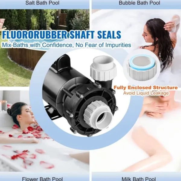 Hot Spa-pump 1600W, dubbel hastighet 39 m³/h, 400W 19 m³/h, 2 In/5,6 cm kontakter, överhettningsskydd, läckageskydd, 90° rotation Spa & Utomhusbad