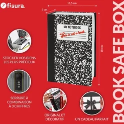 Best Spargris - Spricka - Bok "resor" - Kombinationslås - Metall - Svart Kassaskåp