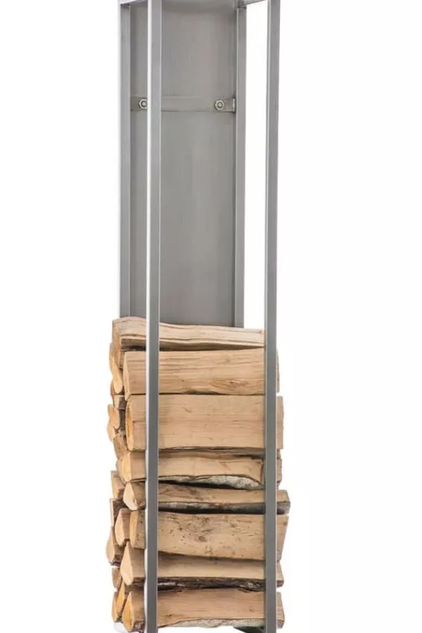 Hot Spark 180cm Stainless Steel Firewood Rack for Indoor/Outdoor Use - Metal Firewood Stand Tillbehör Till Vedeldade Kaminer & Öppna Spisar