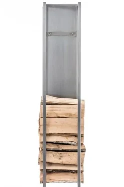 Hot Spark 180cm Stainless Steel Firewood Rack for Indoor/Outdoor Use - Metal Firewood Stand Tillbehör Till Vedeldade Kaminer & Öppna Spisar