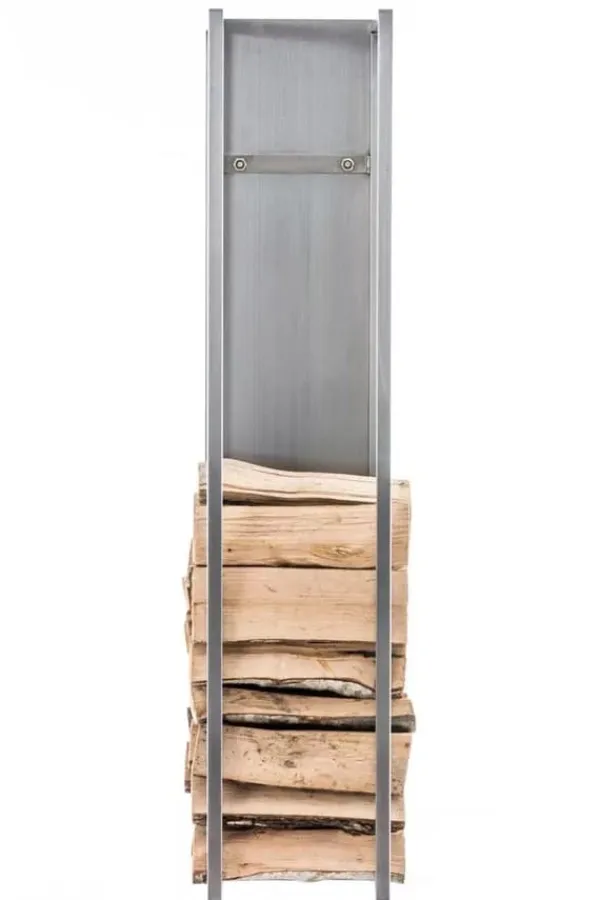 Hot Spark 180cm Stainless Steel Firewood Rack for Indoor/Outdoor Use - Metal Firewood Stand Tillbehör Till Vedeldade Kaminer & Öppna Spisar
