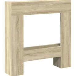 Best Spiselkrans i sonoma-ek med hylla för LED-låga | Storlek: 81x18x82 cm Öppna Spisar