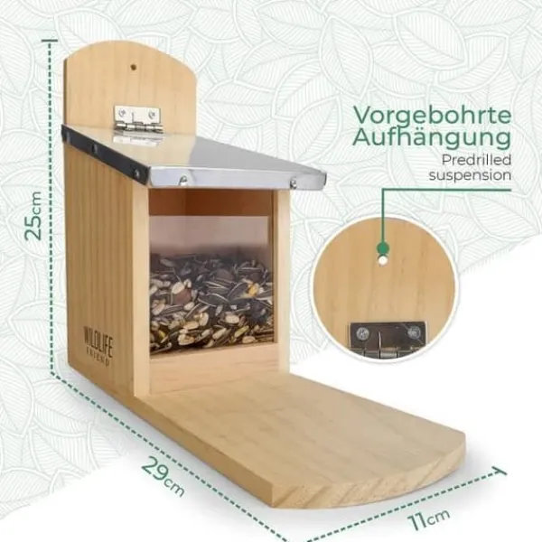 Outlet Squirrel Mat - Gorges - Med Metal Tak - Tall av Gren - Väderbeständig - Utomhus För Fåglar & Småvilt