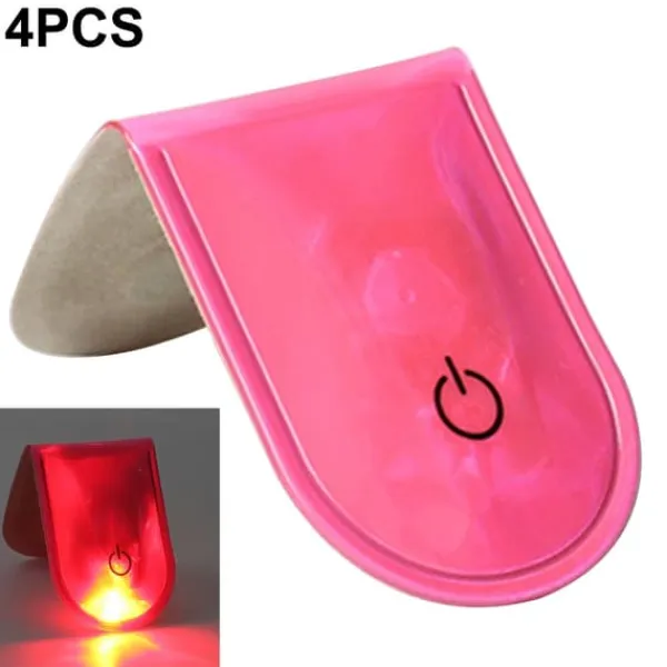 Outlet 4st LED Ljus Magnetiska Clips Säkerhet Löpning Natt Camping Aktiviteter - Rosa Säkerhetslampor