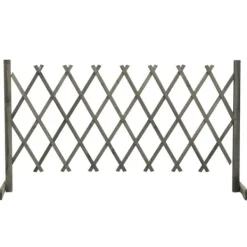 Staket - Living Trädgårdssstaket med spaljé grå 150x80 cm massivt granträ