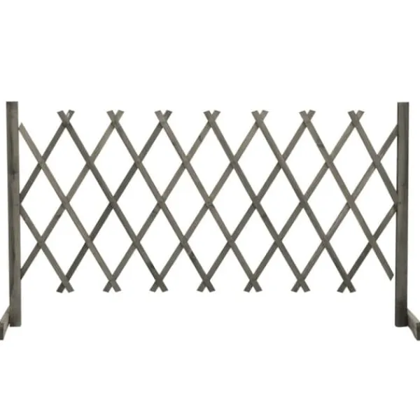 Staket - Living Trädgårdssstaket med spaljé grå 150x80 cm massivt granträ