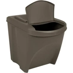 Stapelbara soptunnor 3-pack 75 L - Hygieniska avfallsbehållare | Färg: Grå | Storlek: 75 L