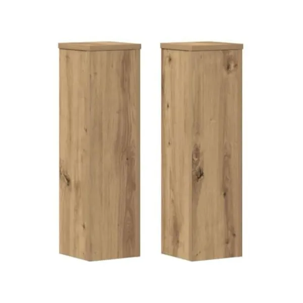 vidaXL Stöd för växter i ingenjörsträ - - 2 delar - Hantverks-ek - Rå - 17x17x60 cm