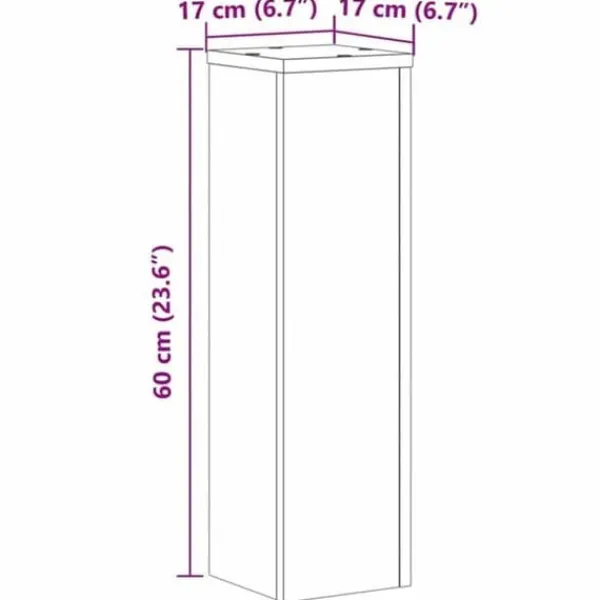 vidaXL Stöd för växter i ingenjörsträ - - 2 delar - Hantverks-ek - Rå - 17x17x60 cm