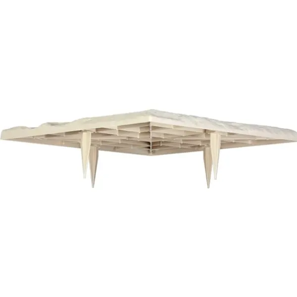 Stegstenar - 4-pack Gångplattor 39,5 x 39,5 cm - Med Pålar - Väderbeständiga - Plast - Slät Yta - För Gräsmatta och Terrass - Beige
