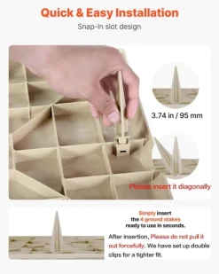 Stegstenar och gångplattor för trädgård - Set om 8 - Mått 39,5 x 39,5 cm - Med pålar - Väderbeständig plast - Slät yta - Beige