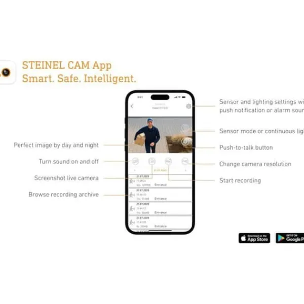 Online Steinel XLED CAM2 SC utomhus LED-projektor, 2K kamera, Wi-Fi 6, rörelsedetektor Säkerhetsmonitorer & Videokameror