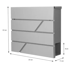 Ecd-Germany Stående brevlåda med tidningsfack 37x37x11 cm ljusgrått rostfritt stål inkl. stativ silver 120cm hög ML-Design