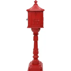New Stående Brevlåda Röd 42,5 x 29,5 x 117 cm Gjutet Aluminium Postlådor & Brevlådor
