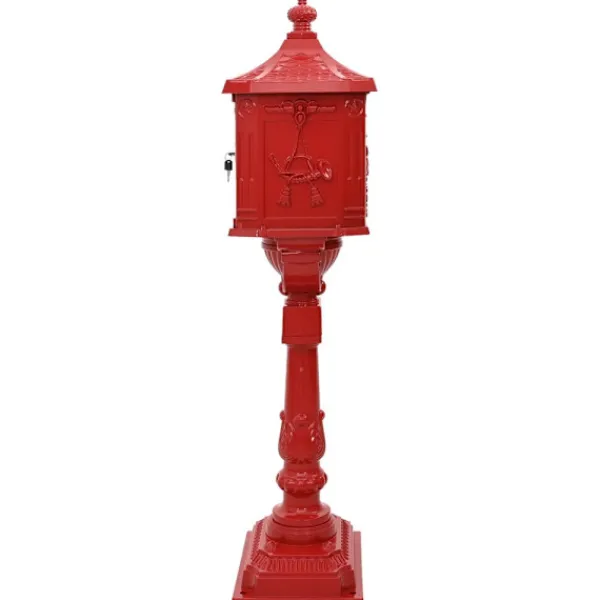 New Stående Brevlåda Röd 42,5 x 29,5 x 117 cm Gjutet Aluminium Postlådor & Brevlådor