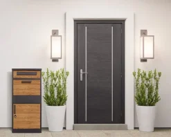 Outlet Stilfull antracitfärgad brevlåda med trälook för hemägare Postlådor & Brevlådor