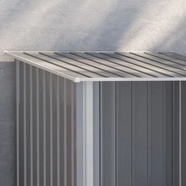 New Stålförråd 0,92 m², låsbart med pulpettak, 100×103×160 cm, grå Skjul, Garage & Carports