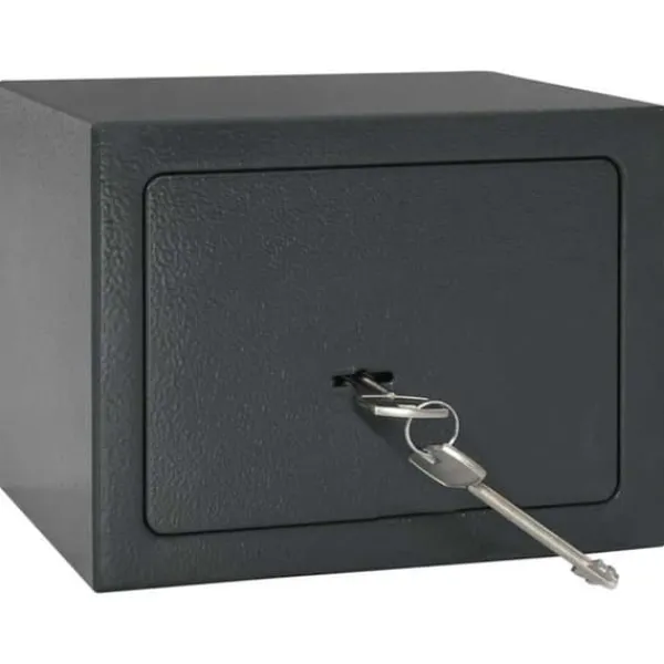 Best Stålsäkerhetsskåp - - Mörkgrå - 23x17x17 cm - Fästanordning med dörrlås - Inomhusbruk Kassaskåp