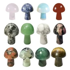 Discount 12st/set 20mm mini kvartssten svampstatyer, trädgårds-/gårdsdekorationshantverk Trädgårdsprydnader
