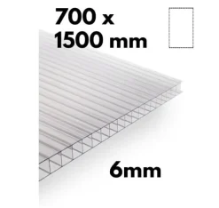 Clearance Stycke växthusflerväggsplåt / klar polykarbonat 700x1500mm - 6mm, 2st. Växthus