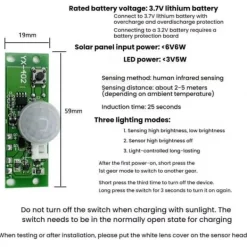 Best Styrkort med PIR-rörelsesensor för solcellsbelysning – 3.7V Rörelsedetektorer