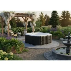 SUN SPA Laminerat fyrkantigt uppblåsbart spa - 4 personer - 1,55 x H 0,65 m