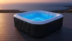 Sale SUNSPA Square Uppblåsbart Spa 6 platser med LED-remsa Spa & Utomhusbad