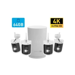 SWANN Allsecure4K™ 4-Pack Trådlöst Övervakningskamerasystem inkl 64GB SD Card Hub Säkerhetsmonitorer & Videokameror