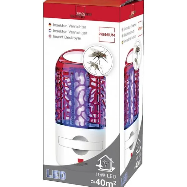 Clearance Swissinno Premium 10W 1 245 001 UV-insektsfångare UV-ljus, Strömgitter 10 W (Ø x H) 115 mm x 260 mm Vit, Röd 1 st Insektsmedel & Djuravvisande Medel