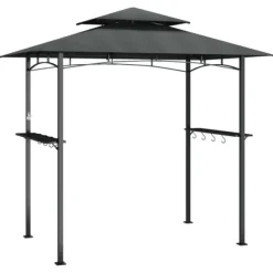 vidaXL Tak för grill med sidohyllor antracit 240x150x243 cm stål