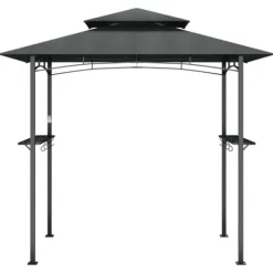 vidaXL Tak för grill med sidohyllor antracit 240x150x243 cm stål