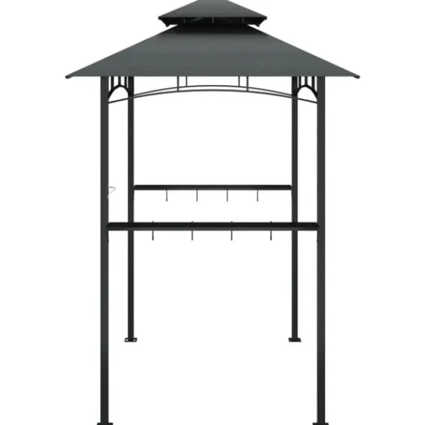 vidaXL Tak för grill med sidohyllor antracit 240x150x243 cm stål