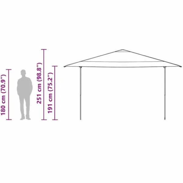 Tak Tält - Utomhuseventtält 400x400 cm i Oxford tyg | Färg: Blå | Höjd: 227/236/245 cm