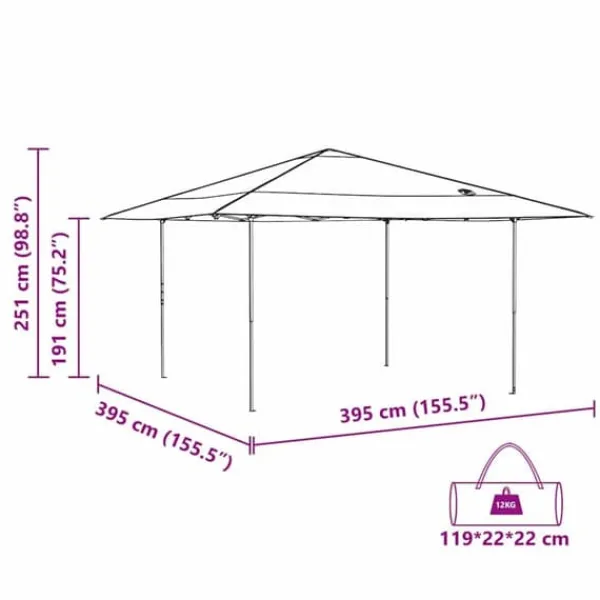 Tak Tält - Utomhuseventtält 400x400 cm i Oxford tyg | Färg: Blå | Höjd: 227/236/245 cm