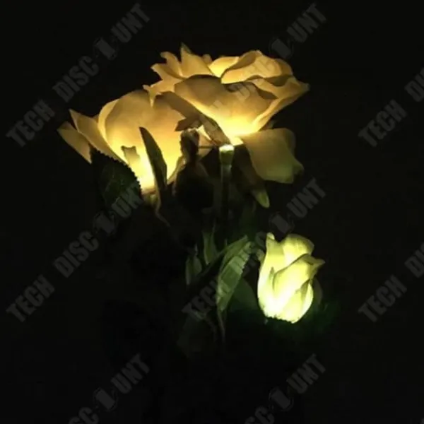 Outlet TD® Solar Garden Light 3 LED Rose Blomma Form/Stak att plantera i trädgården/Utomhus energisparande ljus Vit Trädgårdsprydnader