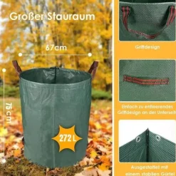 Discount Återanvändbar Trädgårdspåse 272 L, Set med 3 Oskärliga Växter, Trädgårdsavfallspåse i Hållbart Polypropen, A11 Trädgårdskorgar