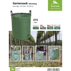 Discount TerCasa JU-998001 Trädgårdsavfallspåse 272L Grön Trädgårdskorgar