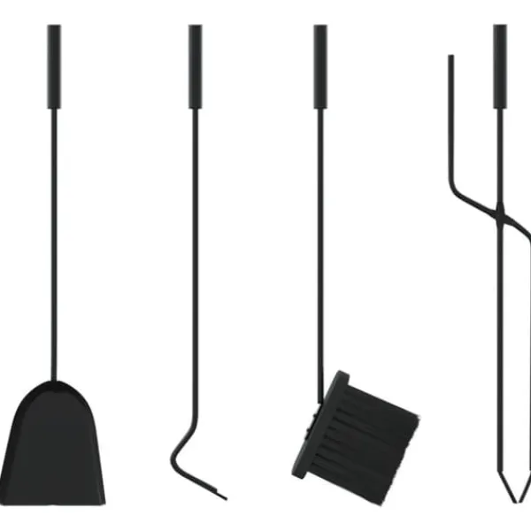 The Living Store Brasverktygsset 5 delar 23x15x66 cm stål - Verktyg för öppna spisar