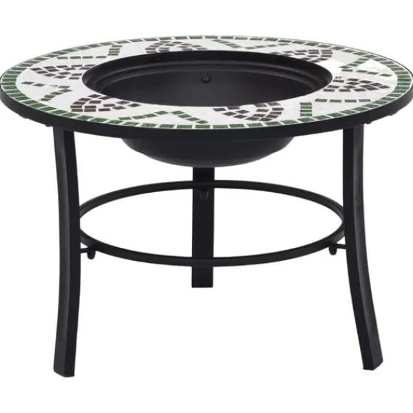 The Living Store Eldfat med mosaik grön 68cm keramik - Öppna spisar