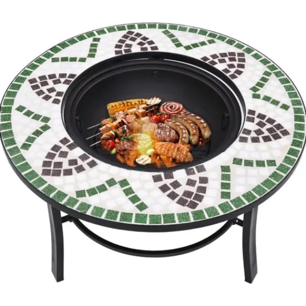 The Living Store Eldfat med mosaik grön 68cm keramik - Öppna spisar