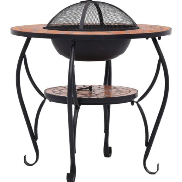 Online The Living Store Eldfat med mosaikbord terrakotta 68 cm keramik - Öppna spisar Öppna Spisar
