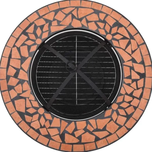 Online The Living Store Eldfat med mosaikbord terrakotta 68 cm keramik - Öppna spisar Öppna Spisar
