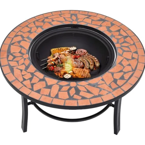 Outlet The Living Store Eldfat med mosaik terrakotta 68cm keramik - Öppna spisar Öppna Spisar