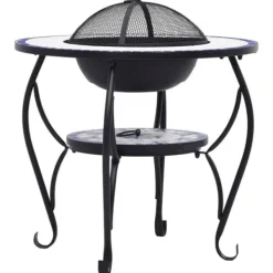 Sale The Living Store Eldfat med mosaikbord blå och vit 68 cm keramik - Öppna spisar Öppna Spisar