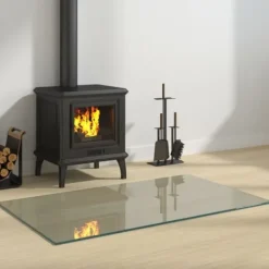 The Living Store Glasskiva för öppen spis rektangulär 100x60 cm - Glas