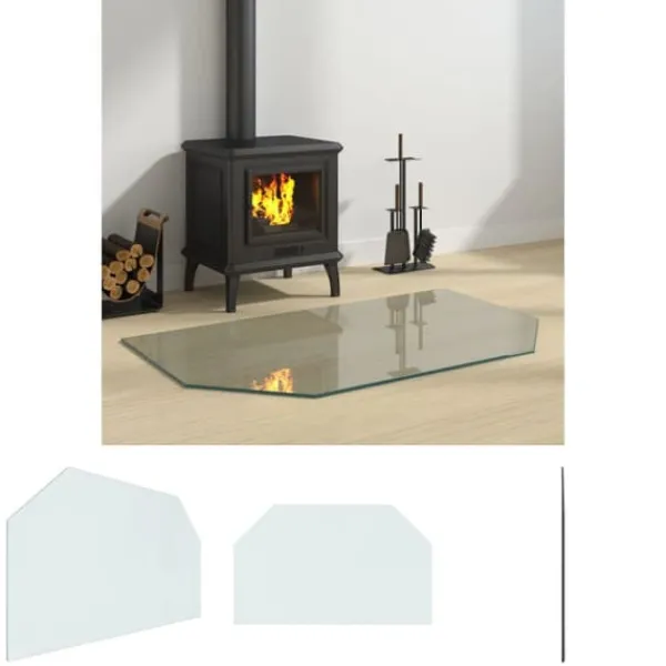 The Living Store Glasskiva för öppen spis sexkantig 100x60 cm - Glas