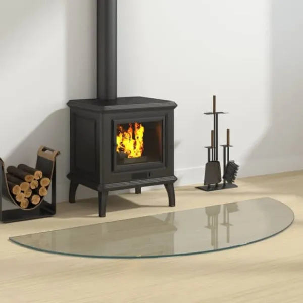 The Living Store Glasskiva för öppen spis halvrund 1200x500 mm - Glas