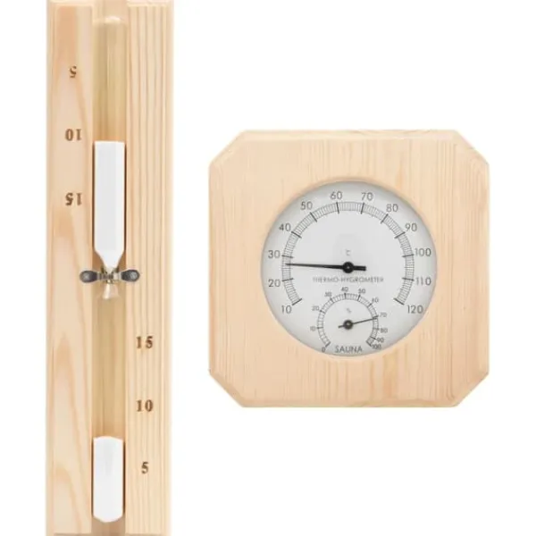 New The Living Store 2-i-1 Bastutermometer & hygrometer sandur set massiv furu - Bastutillbehör Bastu